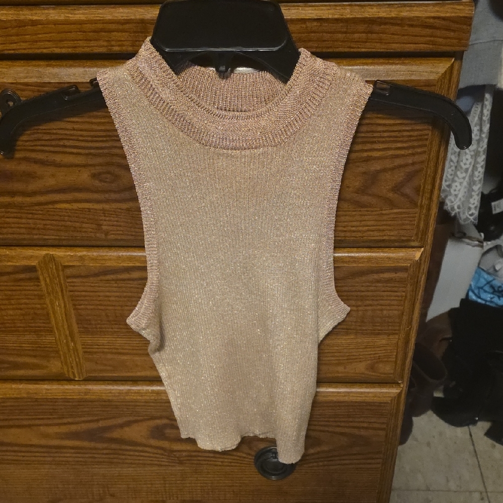 Topshop Gold Sleeveless Tank Top